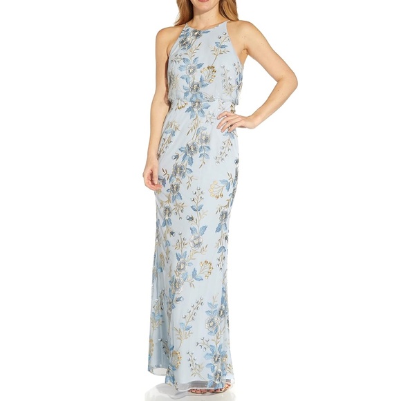 Adrianna Papell - Embroidered Blouson Gown - Picture 1 of 14